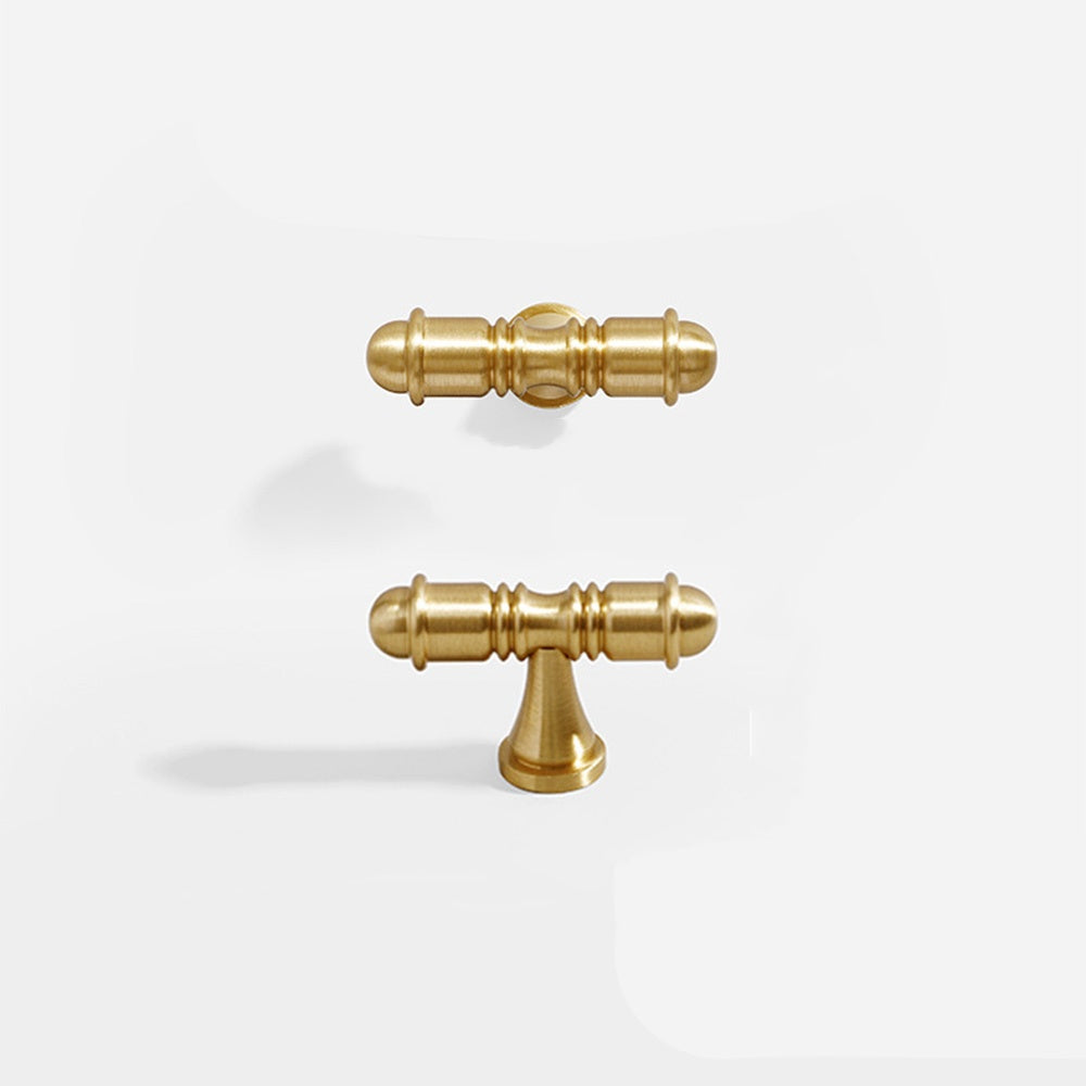 Antique-Style Brass T-Bar Cupboard Handles & Knobs