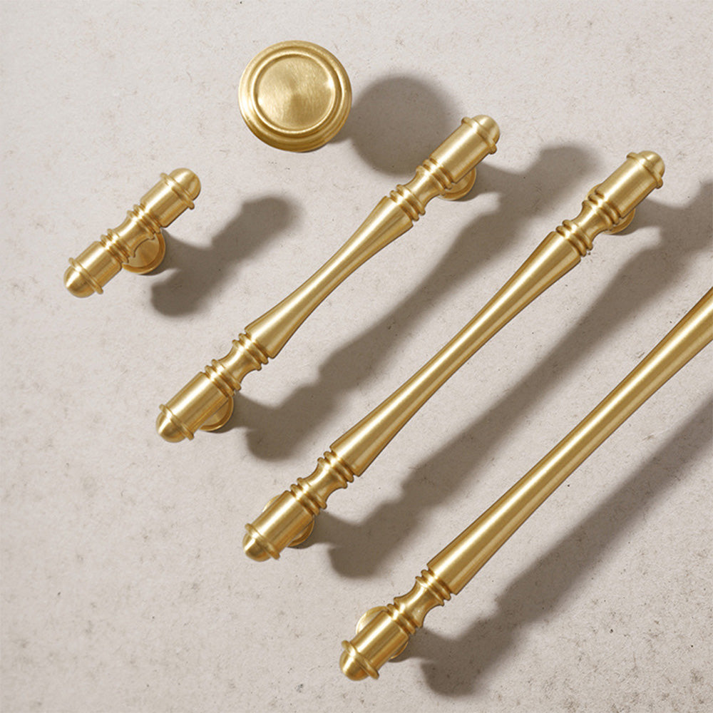 Antique-Style Brass T-Bar Cupboard Handles & Knobs