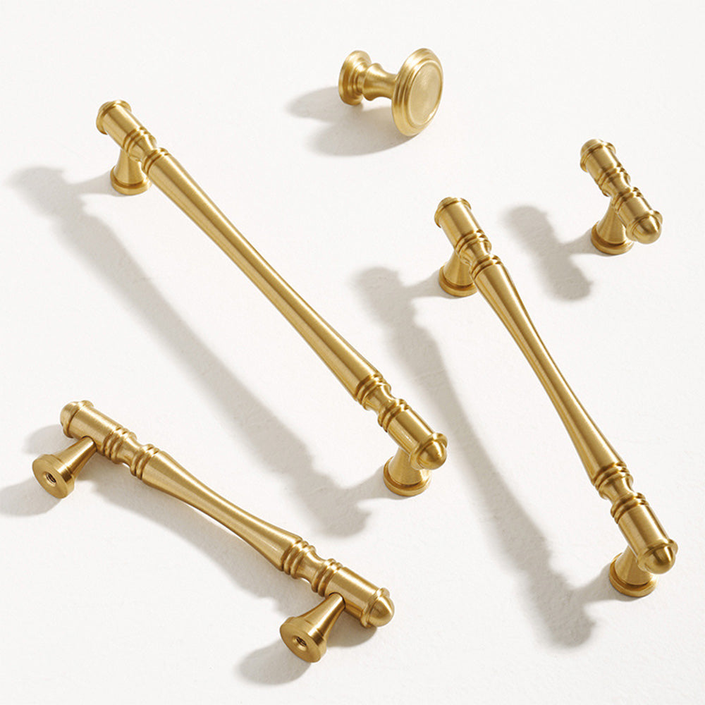 Antique-Style Brass T-Bar Cupboard Handles & Knobs