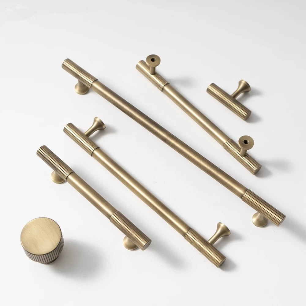 Antique-Style Knurled T-Bar Cupboard Handles and Knobs