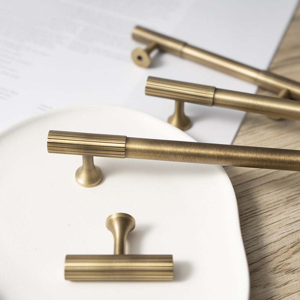 Antique-Style Knurled T-Bar Cupboard Handles and Knobs