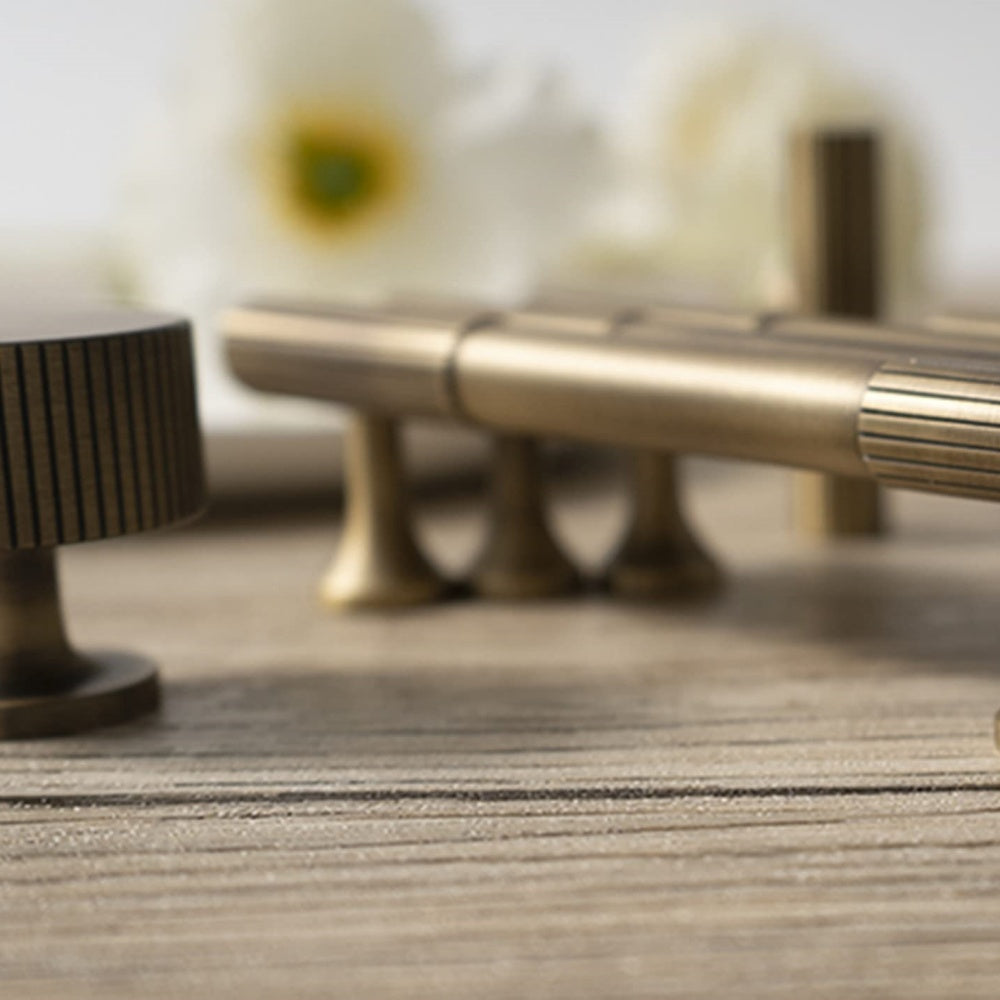 Antique-Style Knurled T-Bar Cupboard Handles and Knobs