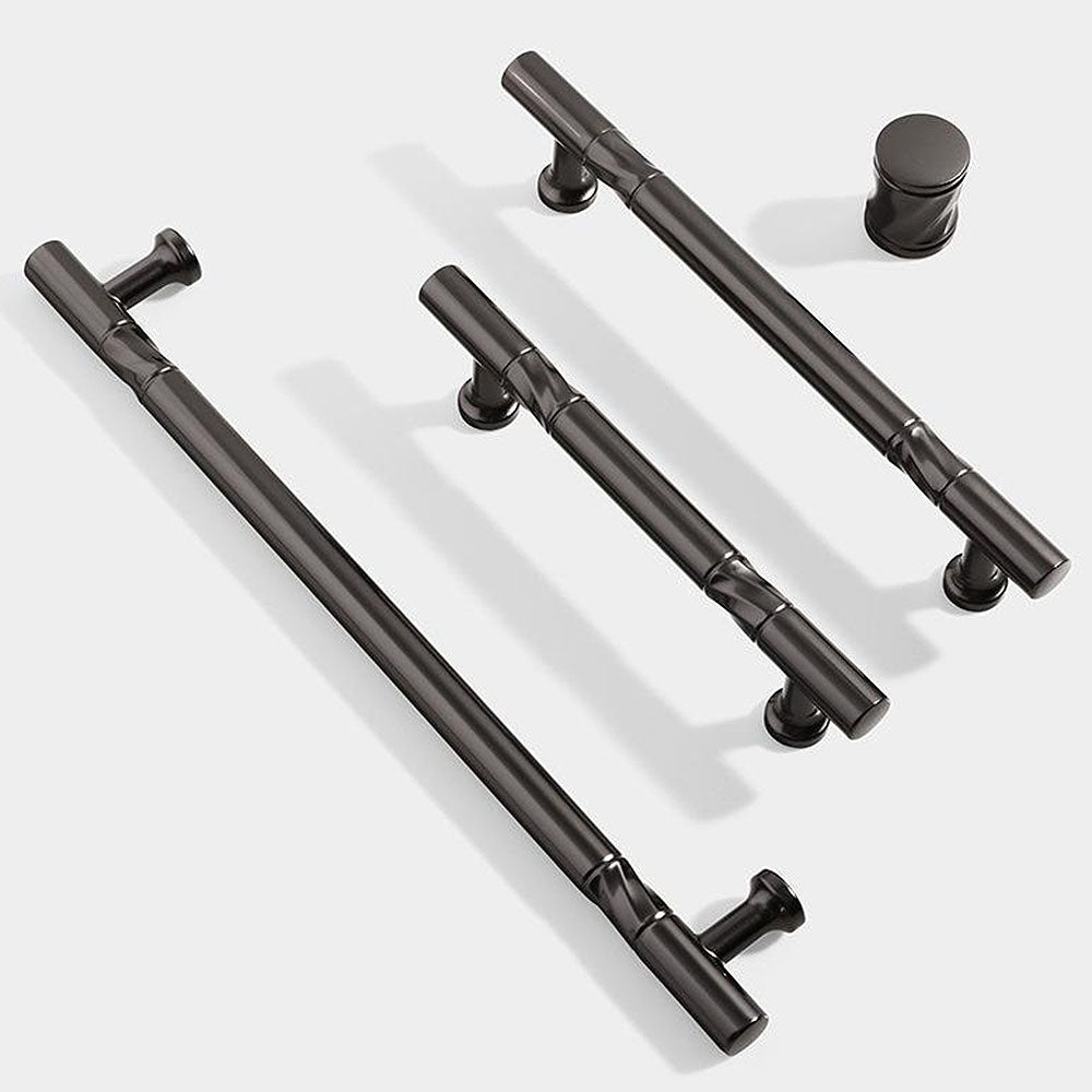 Antique-Style T-Bar Cupboard Handles and Knobs with Twisted Bands