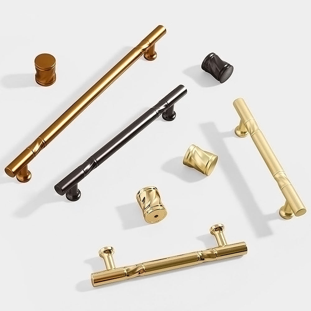 Antique-Style T-Bar Cupboard Handles and Knobs with Twisted Bands