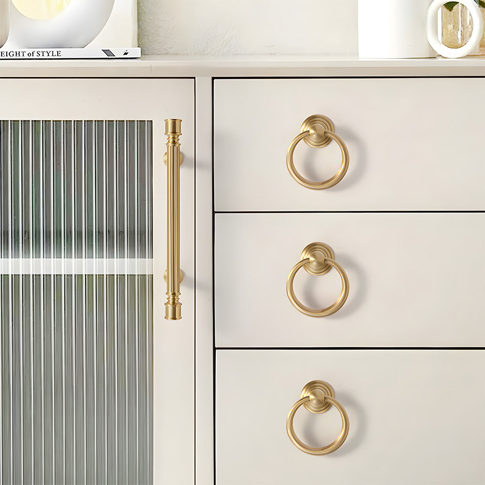 Art Deco Reeded Brass Bar Cupboard Handles, Knobs & Ring Pulls