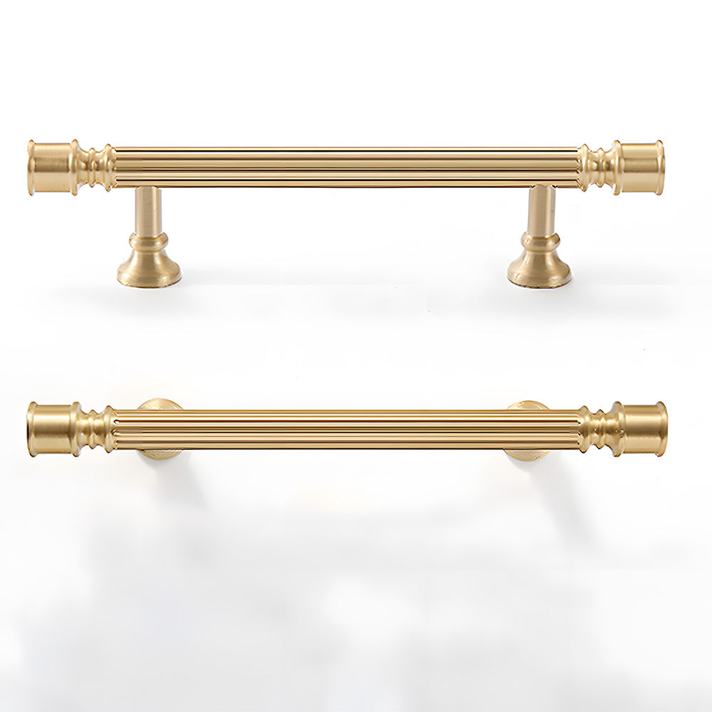 Art Deco Reeded Brass Bar Cupboard Handles, Knobs & Ring Pulls