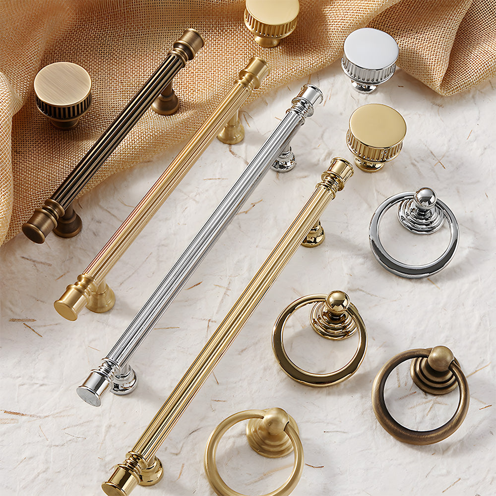Art Deco Reeded Brass Bar Cupboard Handles, Knobs & Ring Pulls