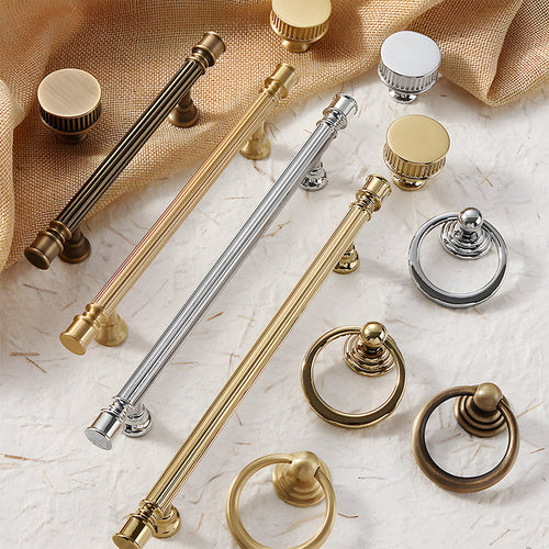 Art Deco Reeded Brass Bar Cupboard Handles, Knobs & Ring Pulls