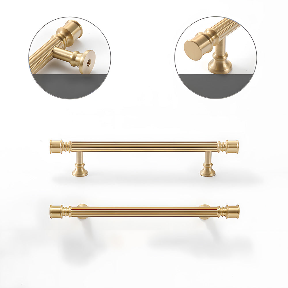 Art Deco Reeded Brass Bar Cupboard Handles, Knobs & Ring Pulls