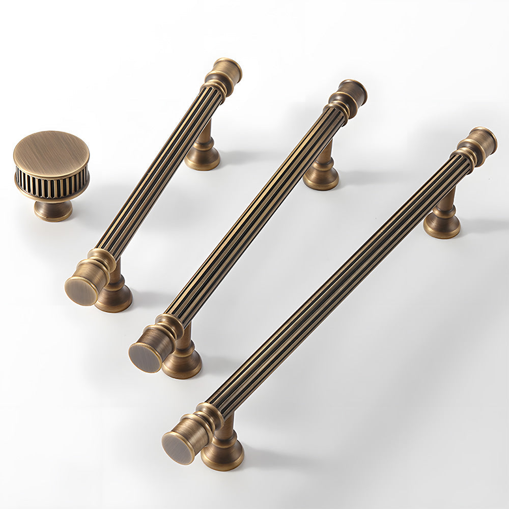 Art Deco Reeded Brass Bar Cupboard Handles, Knobs & Ring Pulls