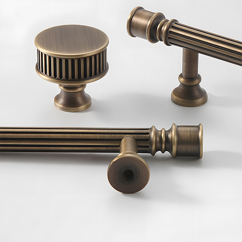 Art Deco Reeded Brass Bar Cupboard Handles, Knobs & Ring Pulls