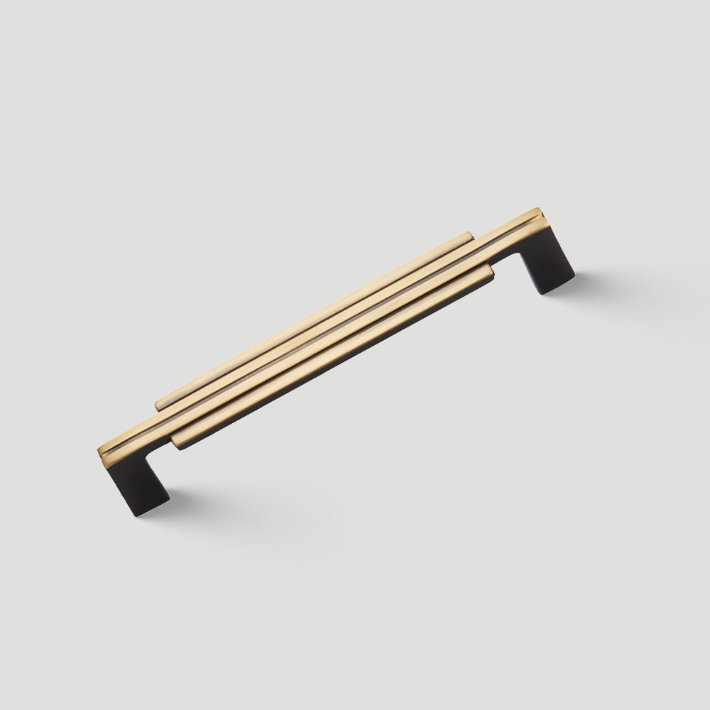 Art Deco Stepped Brass Cupboard Handles & Knobs