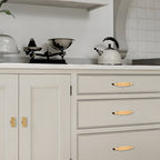 Art Deco Stepped Brass Cupboard Handles & Knobs