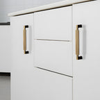 Art Deco Stepped Brass Cupboard Handles & Knobs