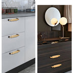 Art Deco Stepped Brass Cupboard Handles & Knobs
