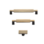 Art Deco Stepped Brass Cupboard Handles & Knobs
