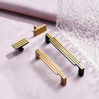 Art Deco Stepped Brass Cupboard Handles & Knobs
