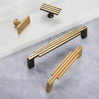 Art Deco Stepped Brass Cupboard Handles & Knobs