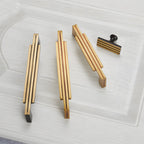 Art Deco Stepped Brass Cupboard Handles & Knobs