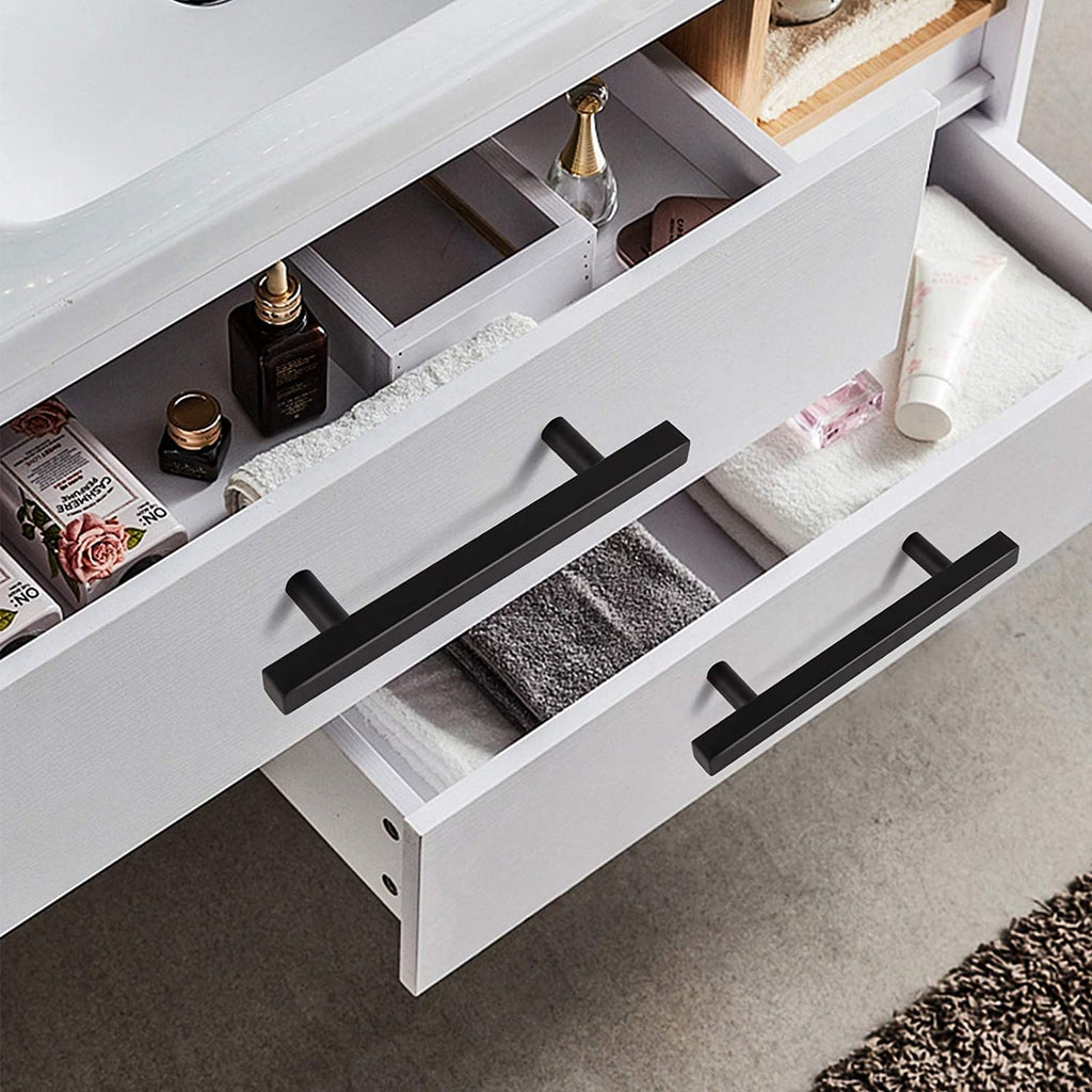 Black Square T-Bar Cupboard Handles & Knobs