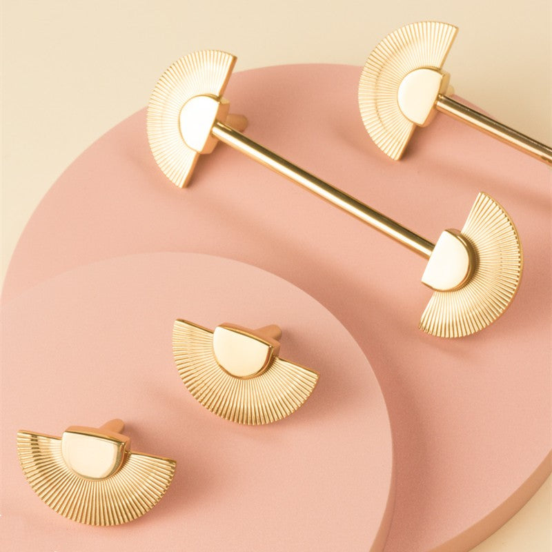 Brass Wardrobe Handles with Fan-Shaped Ends