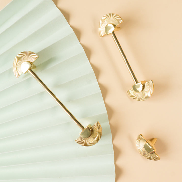 Brass Wardrobe Handles with Fan-Shaped Ends