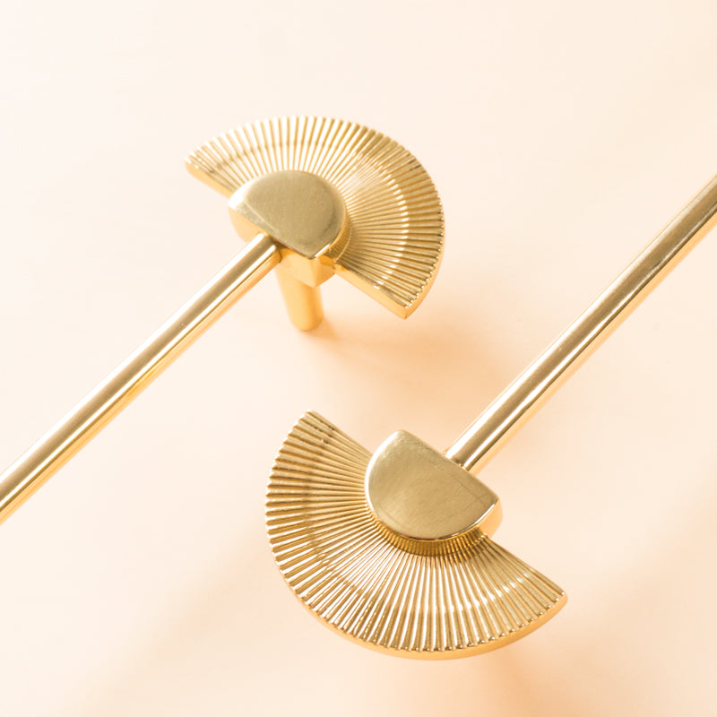 Brass Wardrobe Handles with Fan-Shaped Ends