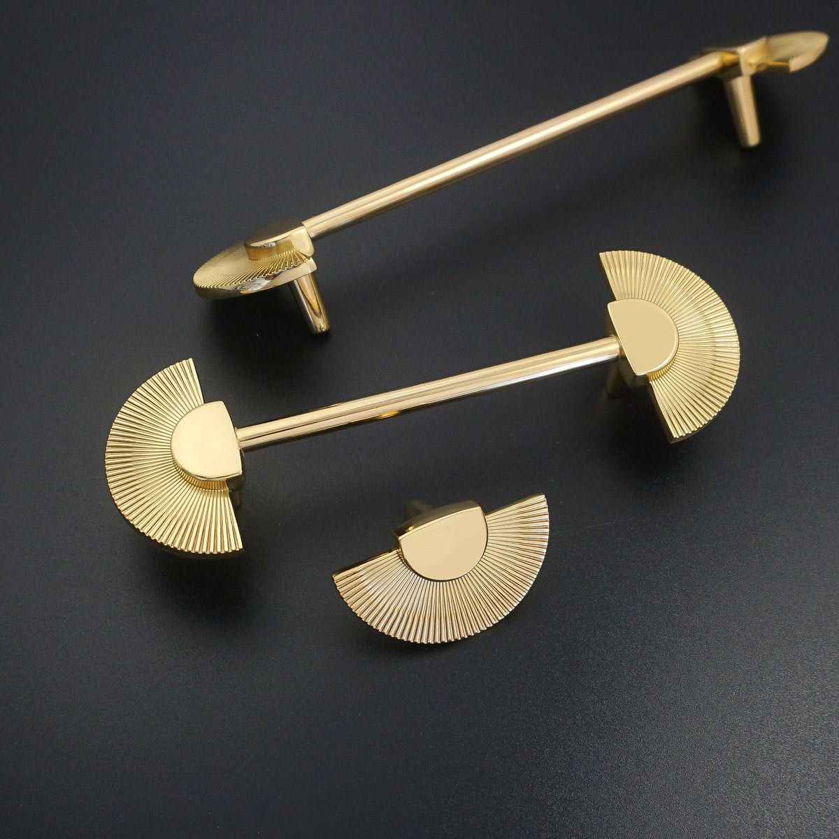 Brass Wardrobe Handles with Fan-Shaped Ends