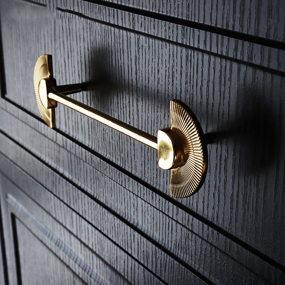 Brass Wardrobe Handles with Fan-Shaped Ends