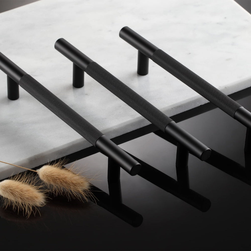 Classic Aluminium T-Bar Cupboard Handles with Knurled Grip