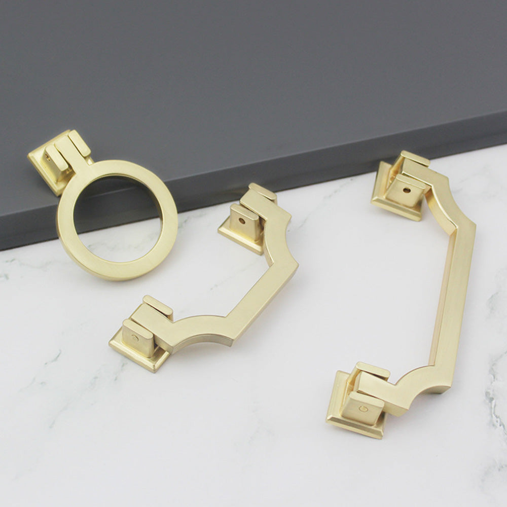 Classic Angular Drop Cupboard Handles with Square Backplates