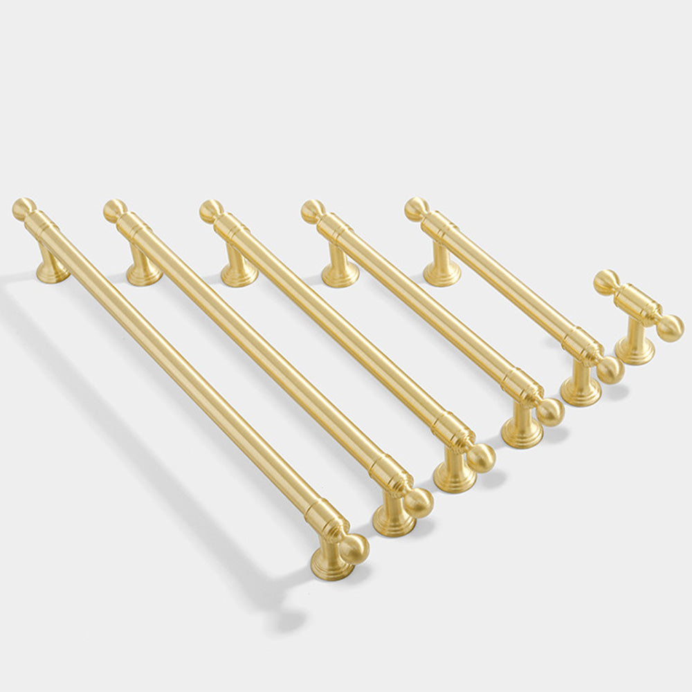 Classic Ball-End Brass T-Bar Cupboard Handles