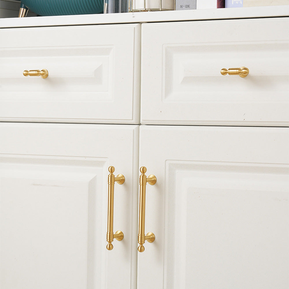 Classic Ball-End Brass T-Bar Cupboard Handles