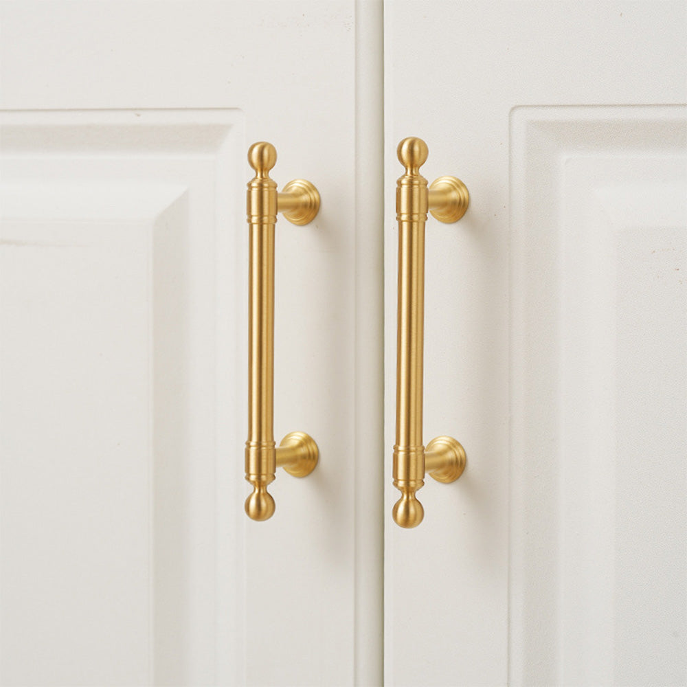 Classic Ball-End Brass T-Bar Cupboard Handles