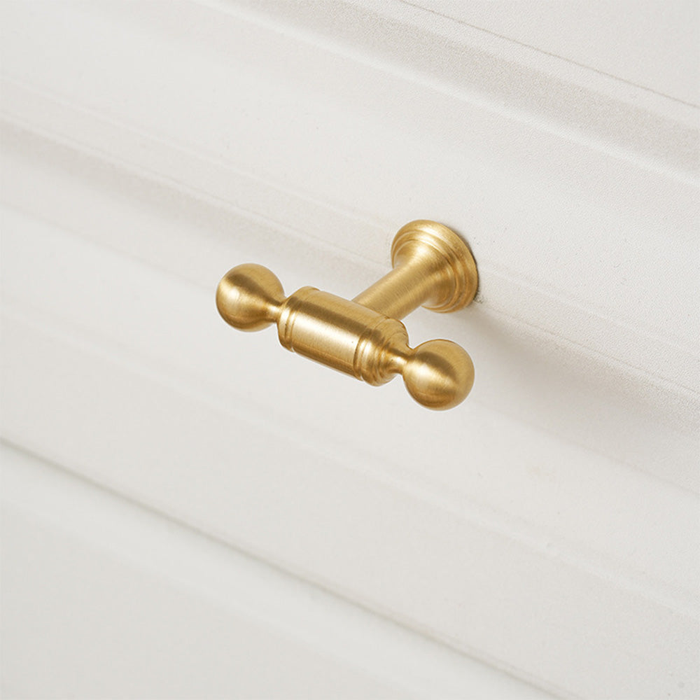 Classic Ball-End Brass T-Bar Cupboard Handles