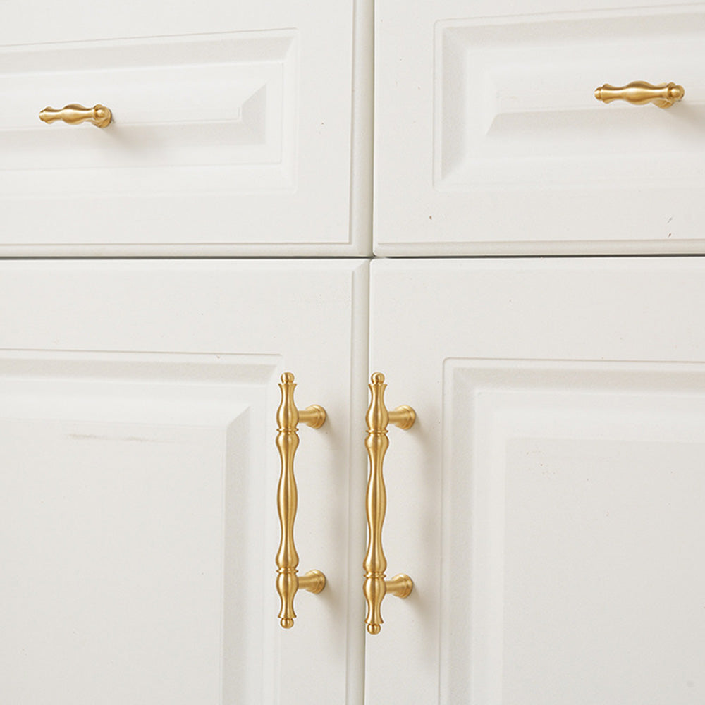 Classic Baluster Brass T-Bar Cupboard Handles