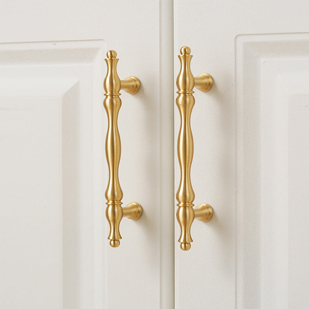 Classic Baluster Brass T-Bar Cupboard Handles