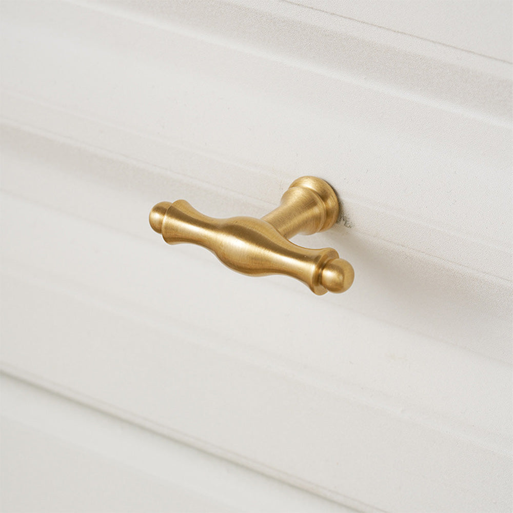 Classic Baluster Brass T-Bar Cupboard Handles