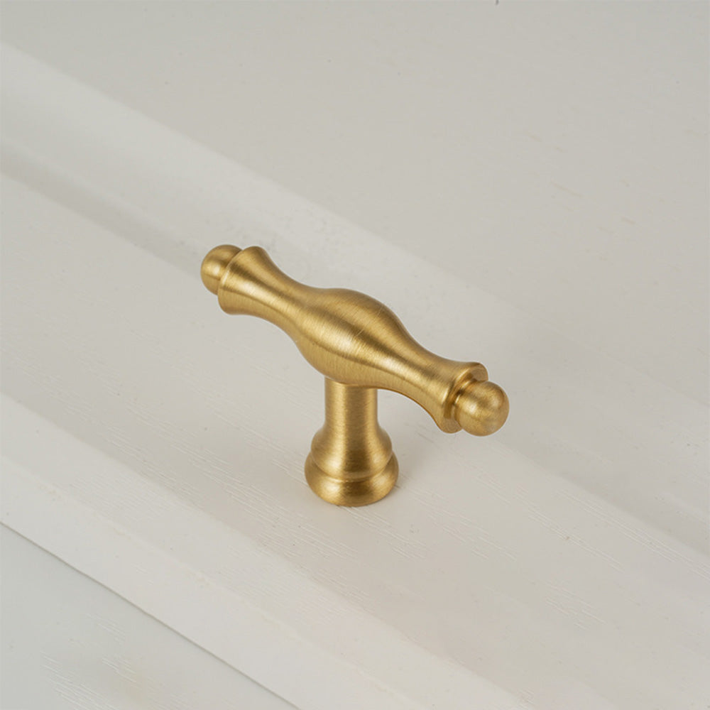 Classic Baluster Brass T-Bar Cupboard Handles