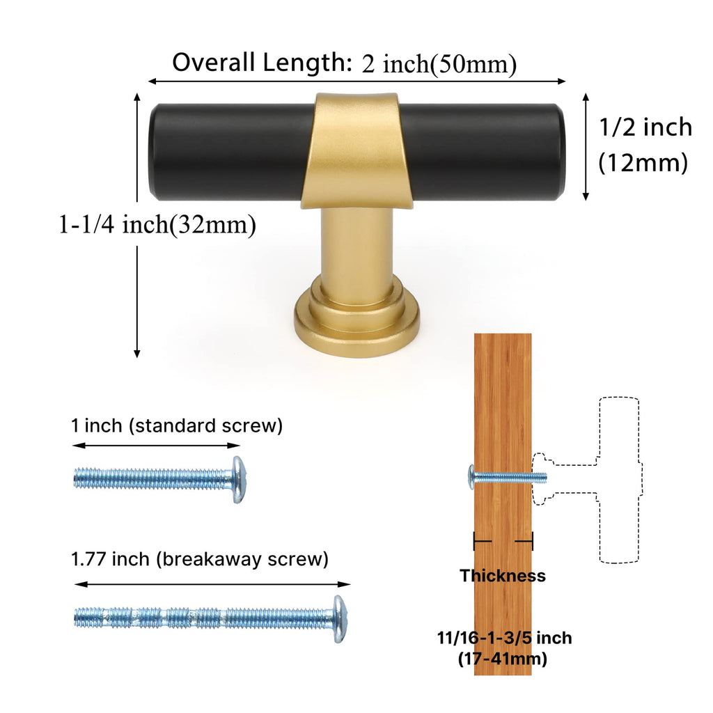 Classic Barrel T-Bar Cupboard Handles & Knobs