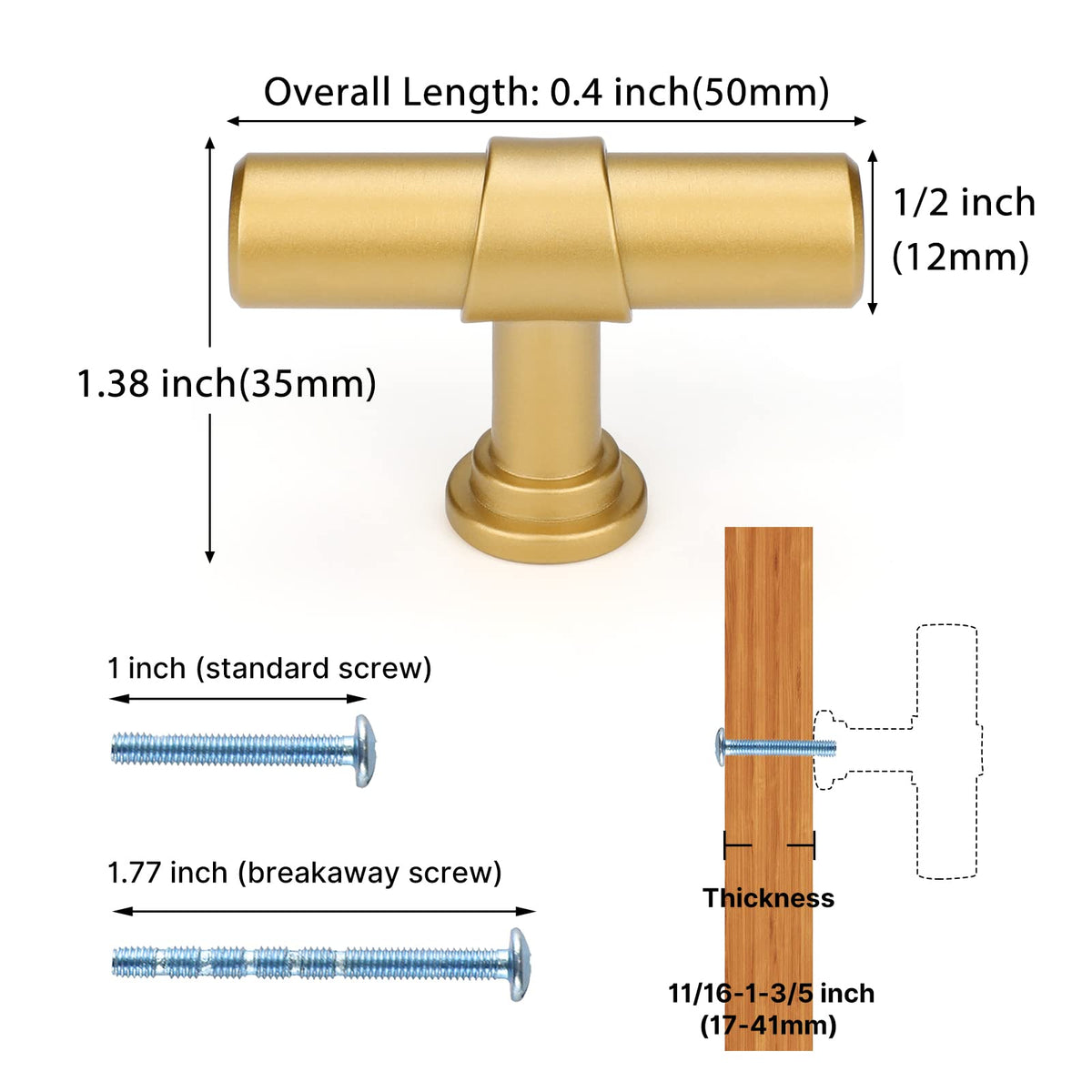 Classic Barrel T-Bar Cupboard Handles & Knobs