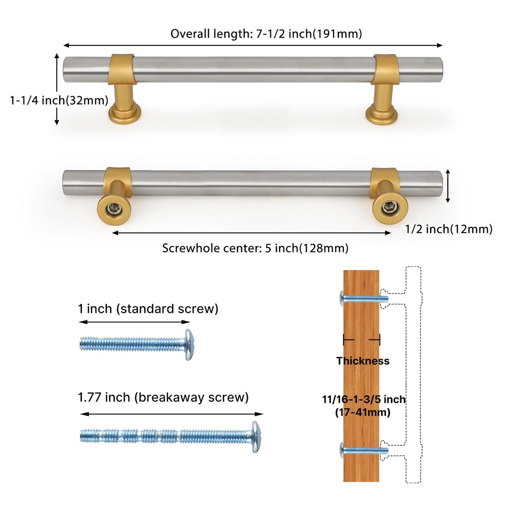 Classic Barrel T-Bar Cupboard Handles & Knobs