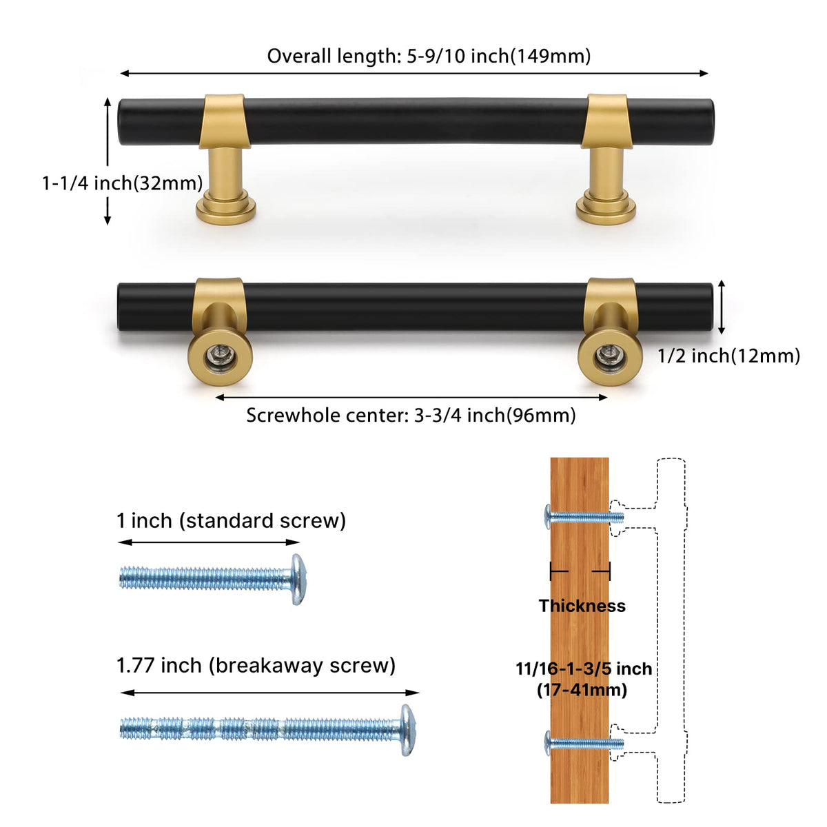 Classic Barrel T-Bar Cupboard Handles & Knobs