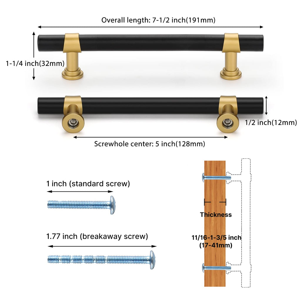 Classic Barrel T-Bar Cupboard Handles & Knobs