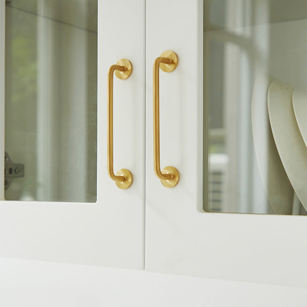 Classic Brass D Cupboard Handles with Round Bases