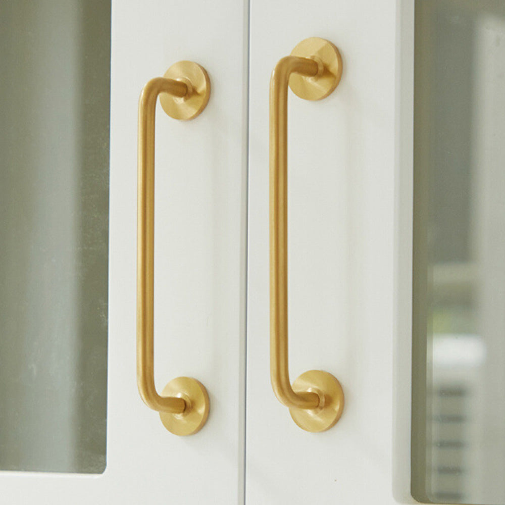 Classic Brass D Cupboard Handles with Round Bases