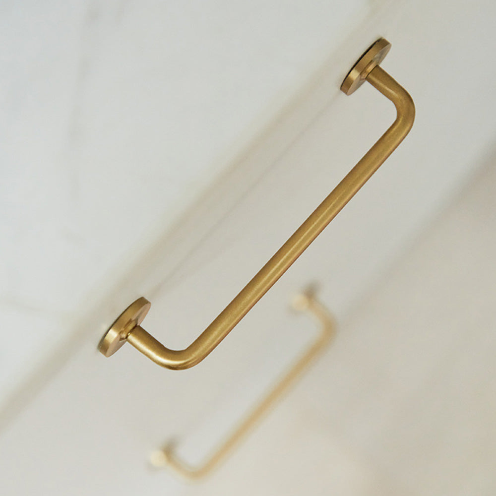 Classic Brass D Cupboard Handles with Round Bases