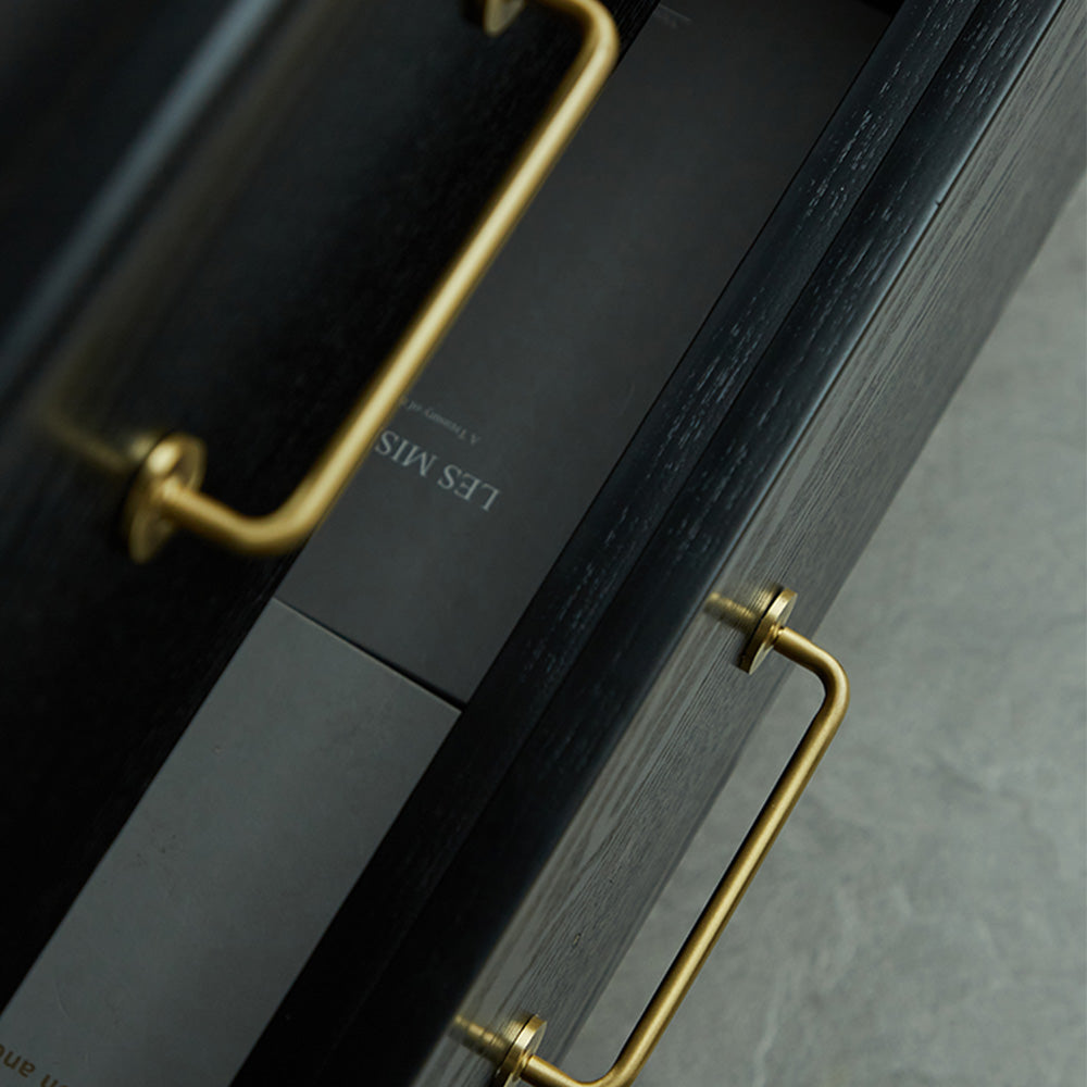 Classic Brass D Cupboard Handles with Round Bases