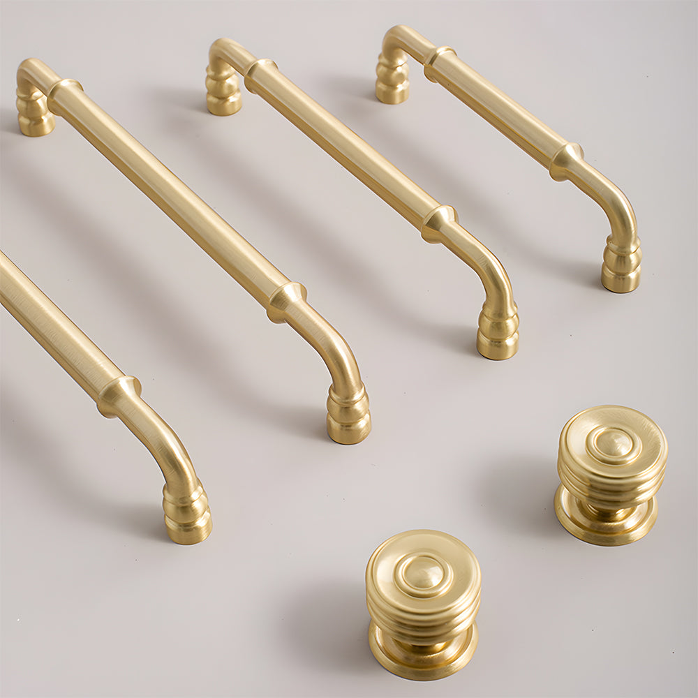 Classic Collared Bar Wardrobe Handles and Ringed Knobs