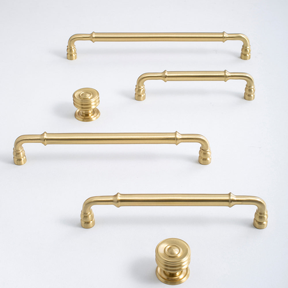 Classic Collared Bar Wardrobe Handles and Ringed Knobs